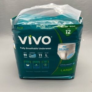 VIVO Organic Cotton Sensitive Skin Overnight Adult Incontinence Underwear L -11